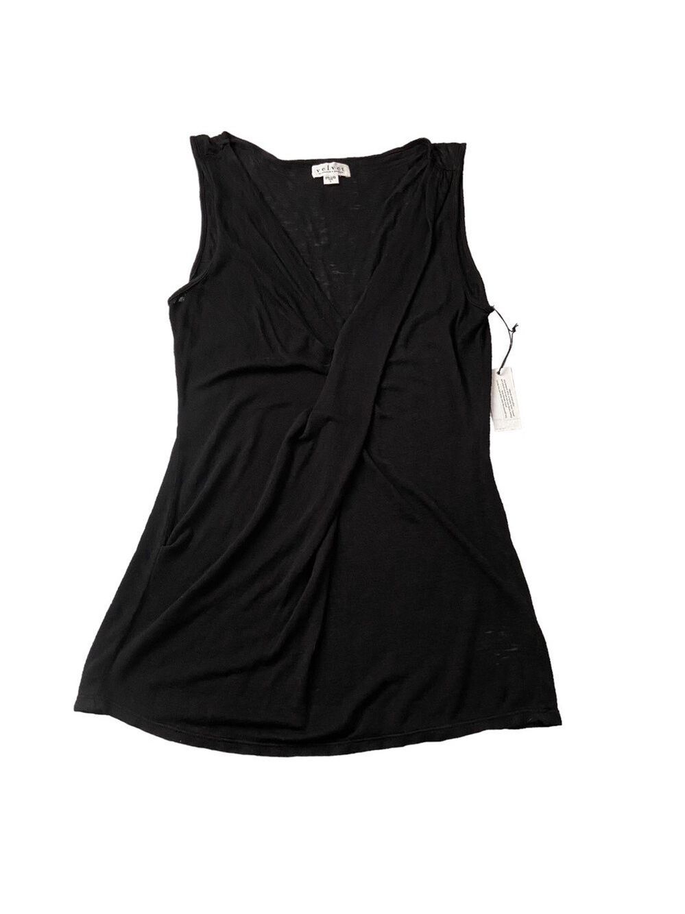 VELVET Graham & Spencer black top sleeveless jersey made USA Large,
